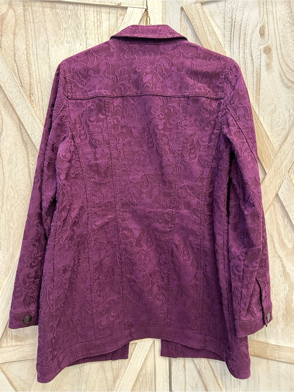 Chico's Deep Purple Textured Button-Front Jacket - Picture 3 of 8